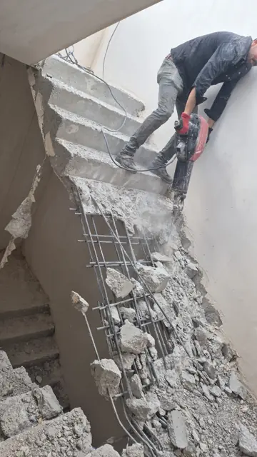 Merdiven betonunda kontrollü kesme ve kırma